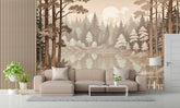 Nature wallpaper featuring morning sun and misty forest landscape